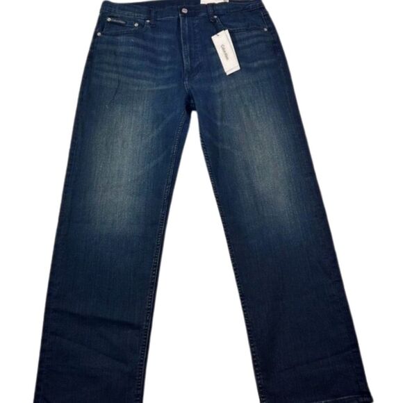 Calvin Klein Jeans Mens Boston Blue Standard Straight-Fit Stretch pants - Picture 5 of 16